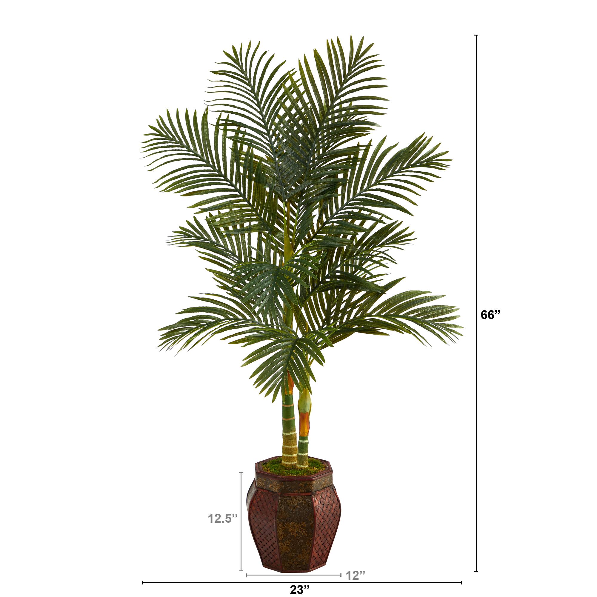 5.5ft. Golden Cane Artificial Palm Tree in Decorative Planter
